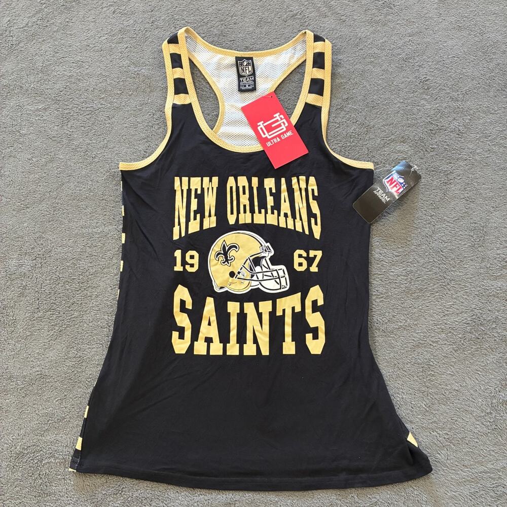 Ultra Game NFL Team Apparel Black Gold Mesh Racerback Tank Top Women’s Size S